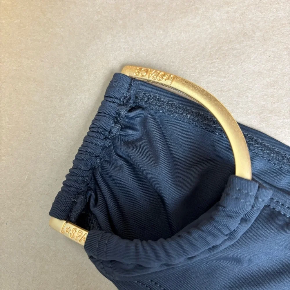L*Space Charcoal Diva Ring Bikini Bottom Cheeky Swim BOTTOM ONLY - Picture 3 of 7